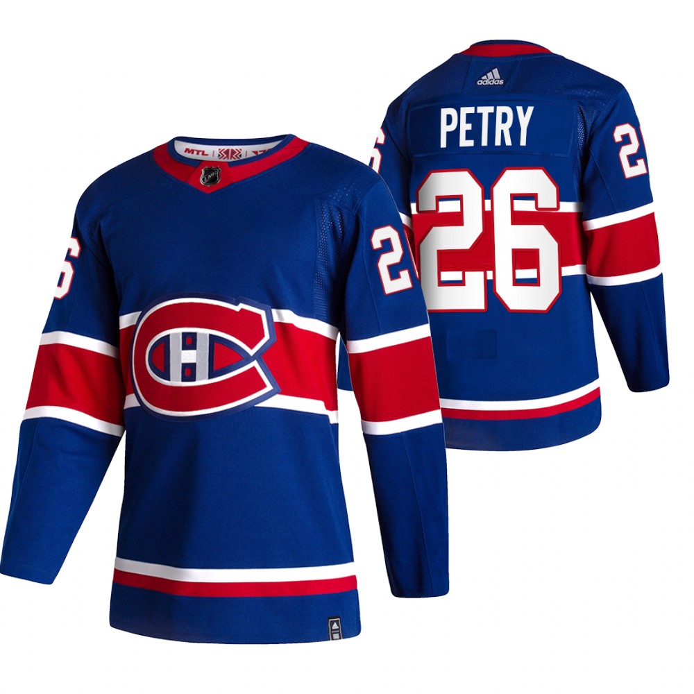 2021 Adidias Montreal Canadiens #26 Jeff Petry Blue Men  Reverse Retro Alternate NHL Jersey